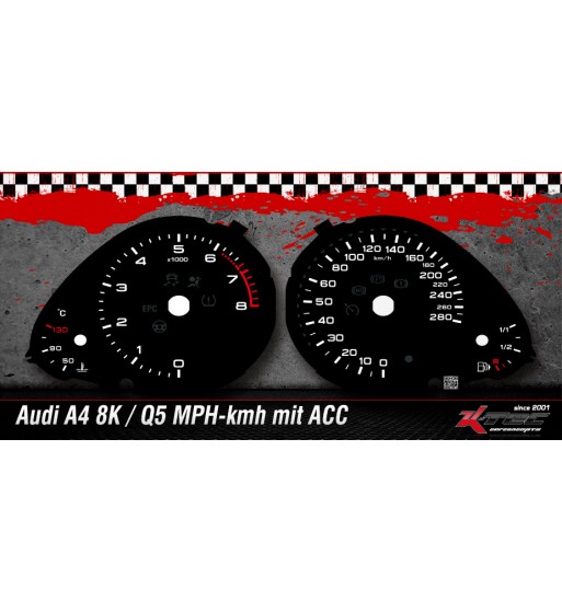 AUDI A4 8K / Q5  mit ACC // MPH-KM/H Tachoscheiben