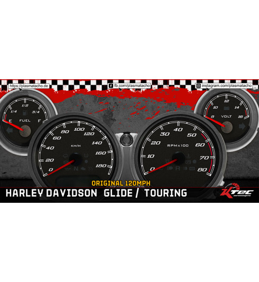 Harley Davidson  Glide / Touring  ab 2014 // 120 MPH NACH KM/H Tachoscheiben