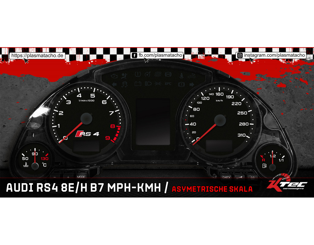 Audi RS4 B7 MPH-kmh Tachoscheiben